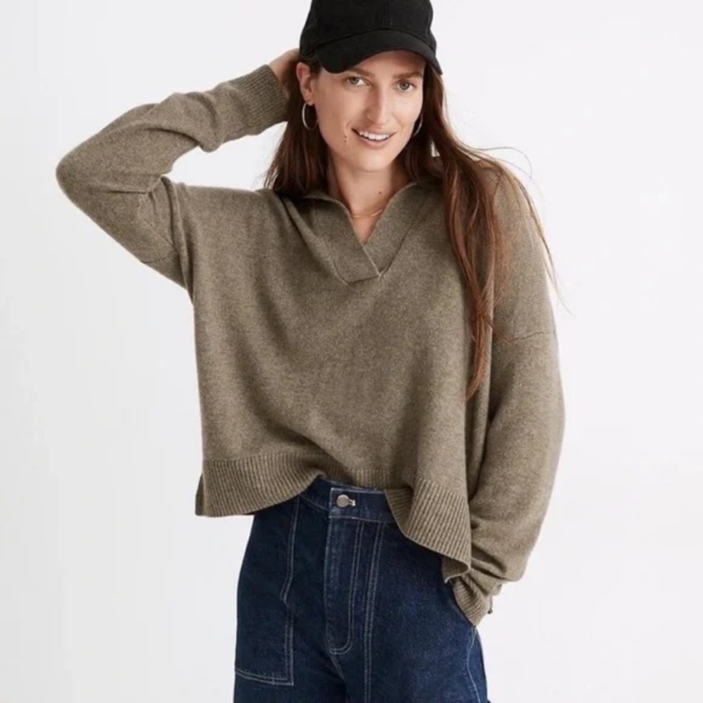 Madewell Davie Polo Sweater in grey
